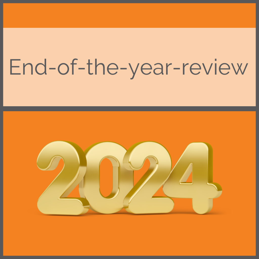 End of the year review: The picture shows a golden 2024 on orange background